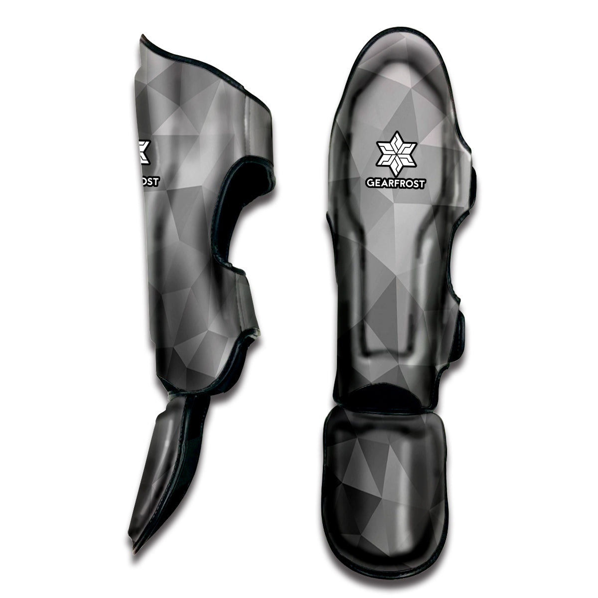 Grey Polygonal Geometric Print Muay Thai Shin Guard