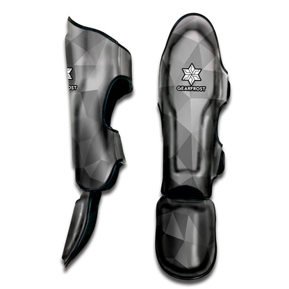 Grey Polygonal Geometric Print Muay Thai Shin Guard