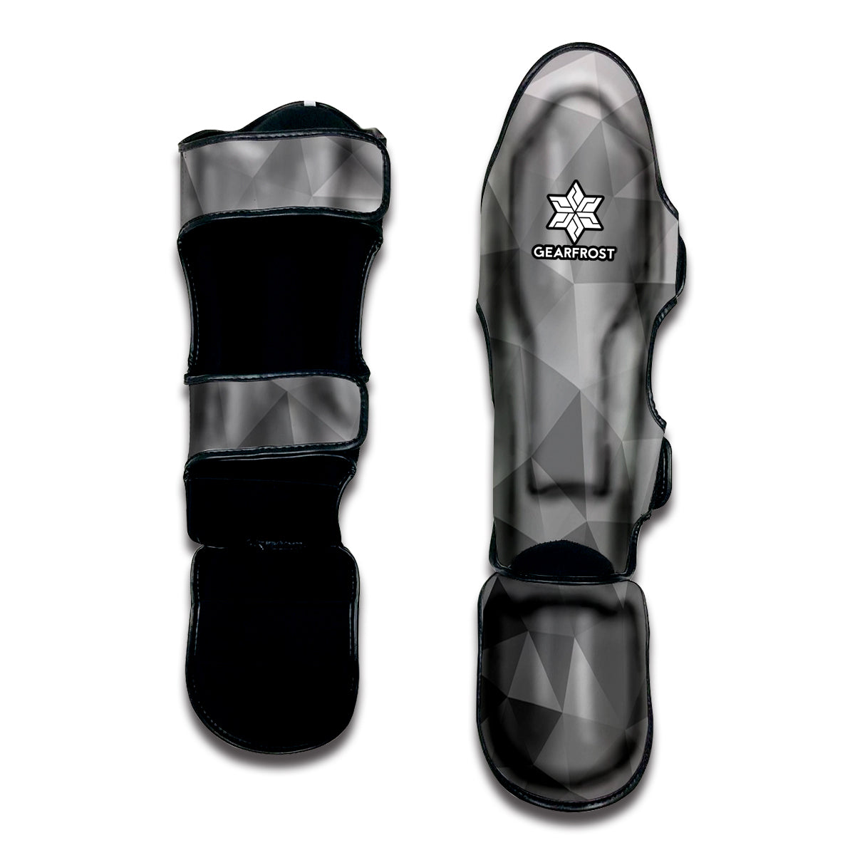Grey Polygonal Geometric Print Muay Thai Shin Guard