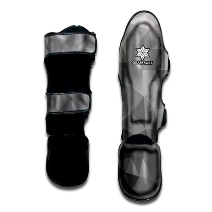 Grey Polygonal Geometric Print Muay Thai Shin Guard