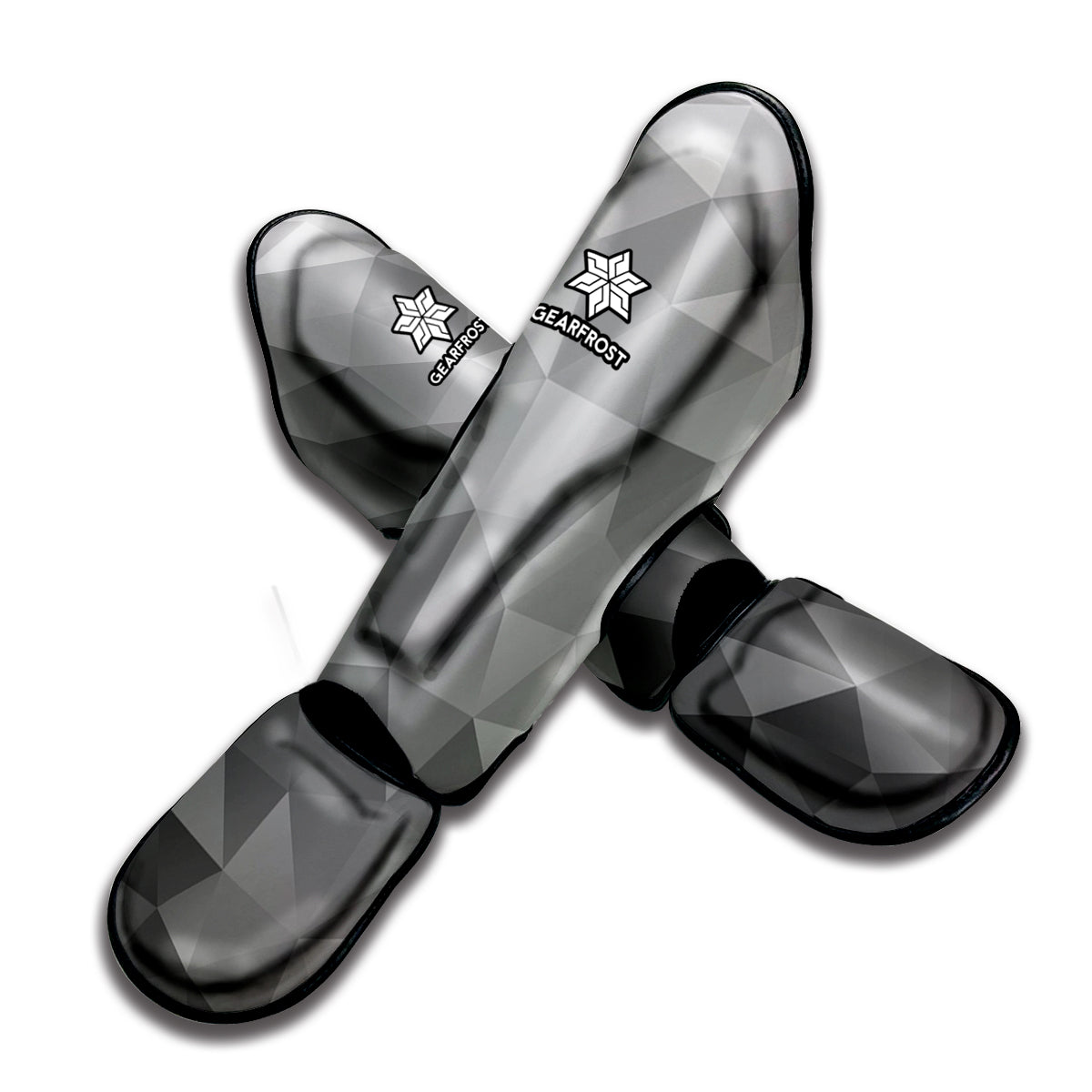 Grey Polygonal Geometric Print Muay Thai Shin Guard
