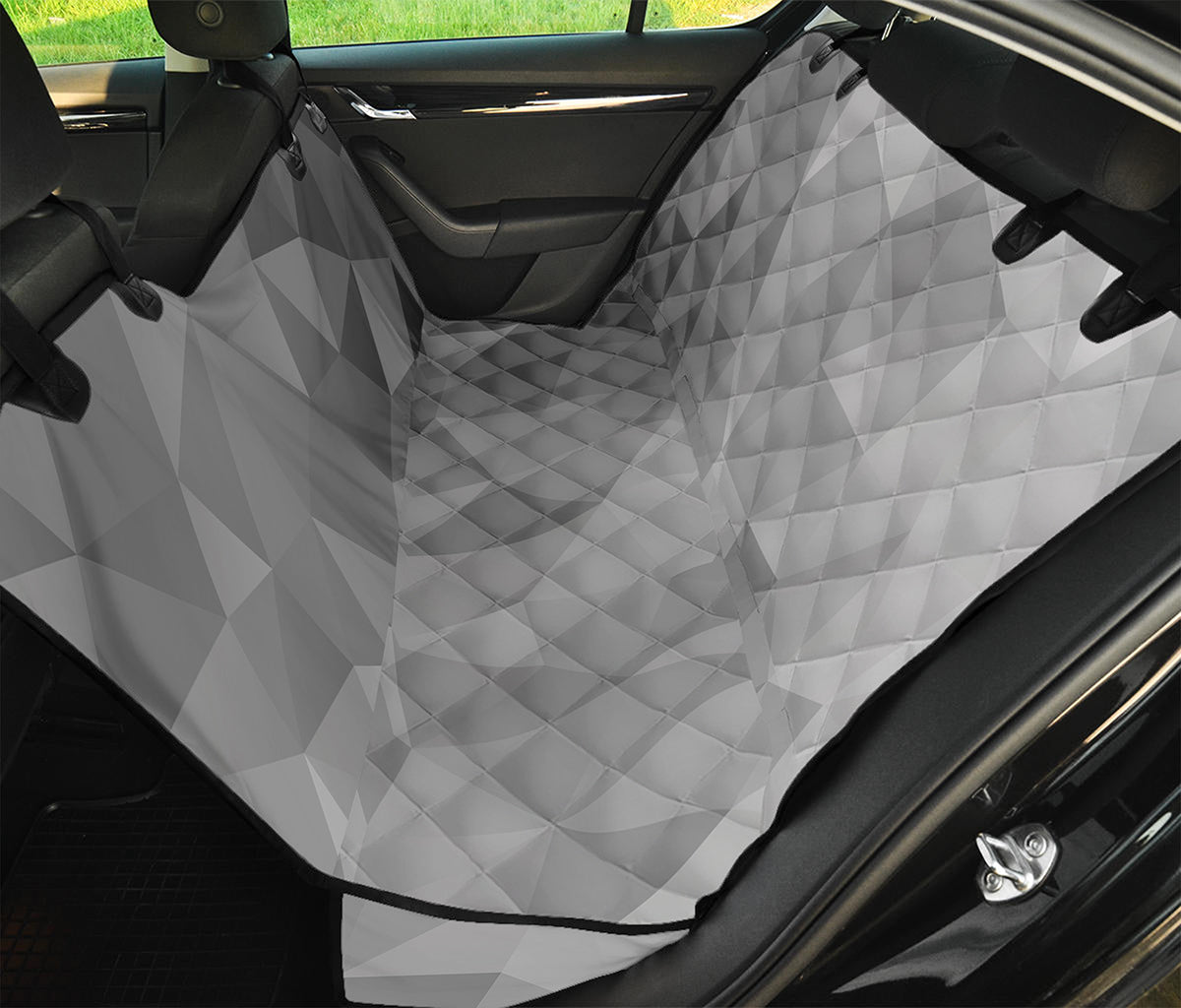 Grey Polygonal Geometric Print Pet Car Back Seat Cover