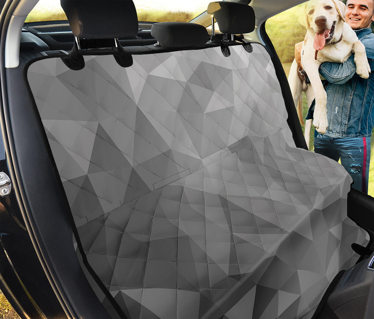 Grey Polygonal Geometric Print Pet Car Back Seat Cover