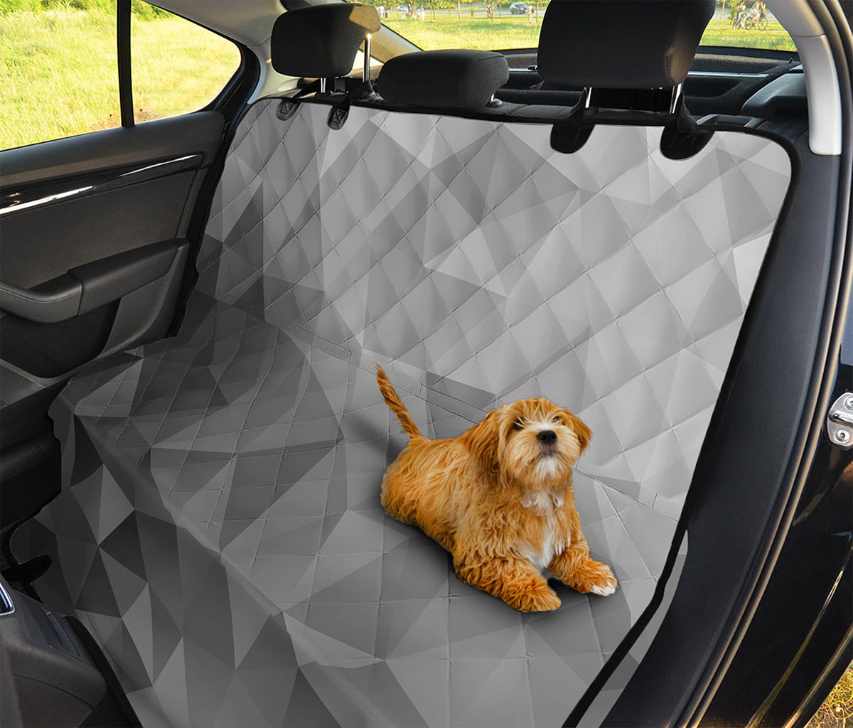 Grey Polygonal Geometric Print Pet Car Back Seat Cover