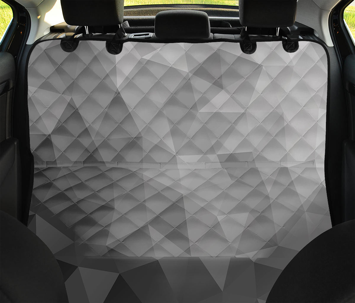 Grey Polygonal Geometric Print Pet Car Back Seat Cover