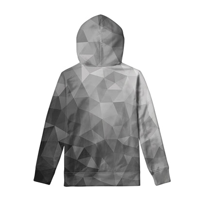 Grey Polygonal Geometric Print Pullover Hoodie
