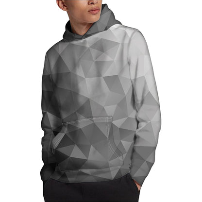 Grey Polygonal Geometric Print Pullover Hoodie