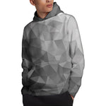 Grey Polygonal Geometric Print Pullover Hoodie