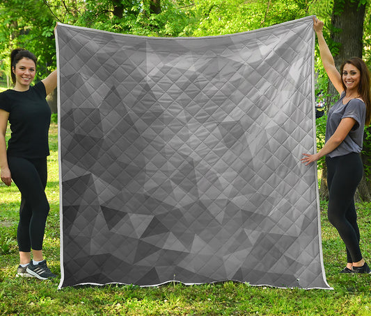 Grey Polygonal Geometric Print Quilt