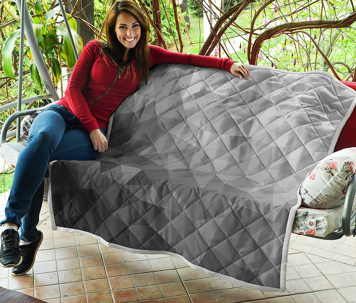 Grey Polygonal Geometric Print Quilt