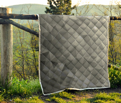 Grey Polygonal Geometric Print Quilt