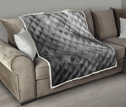 Grey Polygonal Geometric Print Quilt