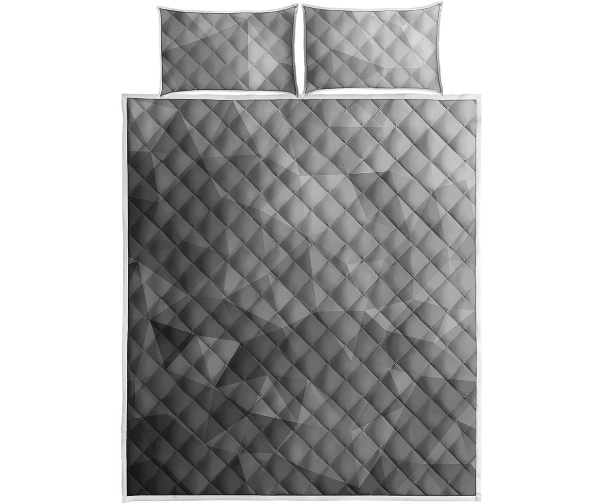 Grey Polygonal Geometric Print Quilt Bed Set