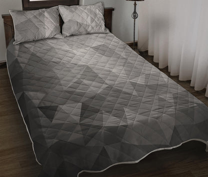 Grey Polygonal Geometric Print Quilt Bed Set