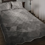 Grey Polygonal Geometric Print Quilt Bed Set