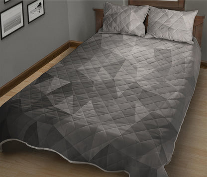 Grey Polygonal Geometric Print Quilt Bed Set