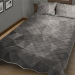 Grey Polygonal Geometric Print Quilt Bed Set