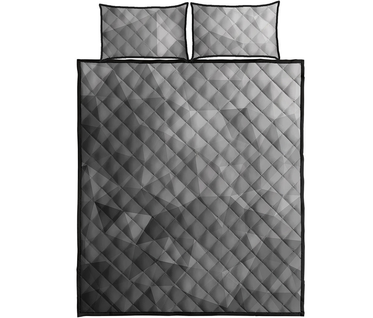 Grey Polygonal Geometric Print Quilt Bed Set