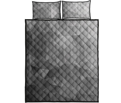 Grey Polygonal Geometric Print Quilt Bed Set