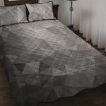Grey Polygonal Geometric Print Quilt Bed Set