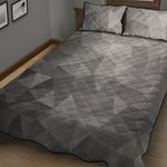 Grey Polygonal Geometric Print Quilt Bed Set