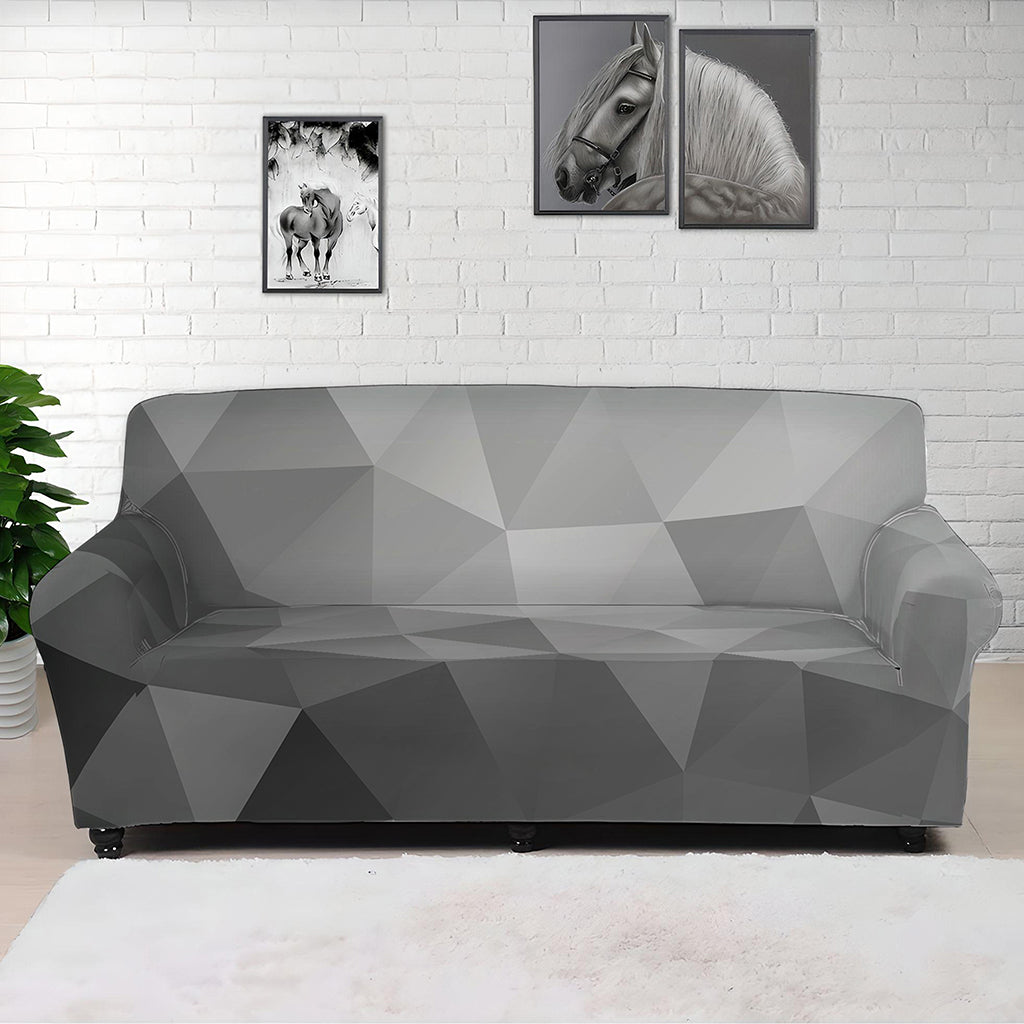 Grey Polygonal Geometric Print Sofa Cover