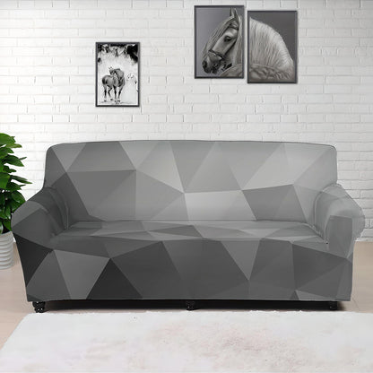 Grey Polygonal Geometric Print Sofa Cover