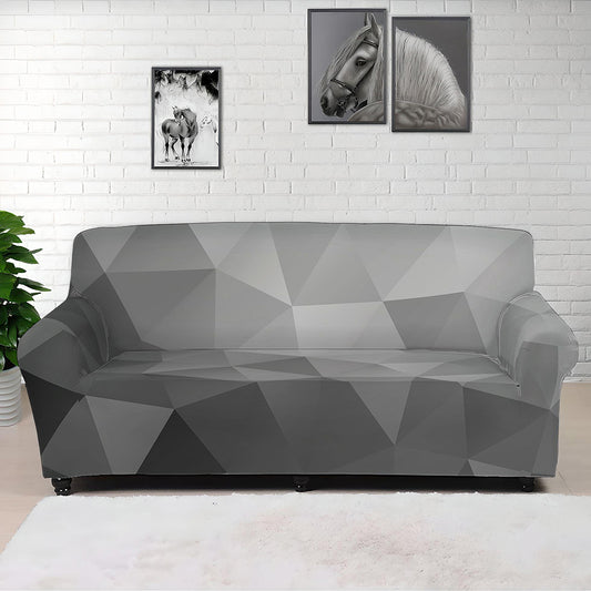 Grey Polygonal Geometric Print Sofa Cover