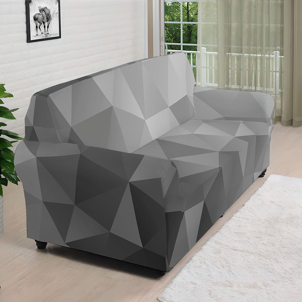 Grey Polygonal Geometric Print Sofa Cover