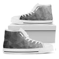 Grey Polygonal Geometric Print White High Top Sneakers