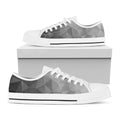Grey Polygonal Geometric Print White Low Top Sneakers