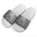 Grey Polygonal Geometric Print White Slide Sandals