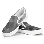 Grey Polygonal Geometric Print White Slip On Shoes