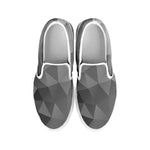 Grey Polygonal Geometric Print White Slip On Shoes