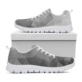 Grey Polygonal Geometric Print White Running Shoes