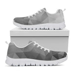 Grey Polygonal Geometric Print White Sneakers