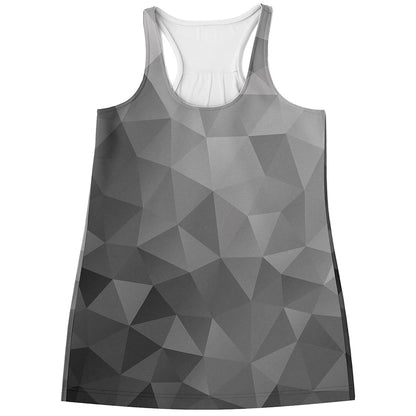 Grey Polygonal Geometric Print Women's Racerback Tank Top