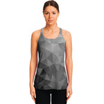 Grey Polygonal Geometric Print Women's Racerback Tank Top
