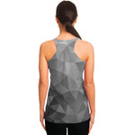 Grey Polygonal Geometric Print Women's Racerback Tank Top