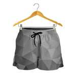 Grey Polygonal Geometric Print Women's Shorts