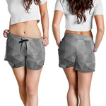 Grey Polygonal Geometric Print Women's Shorts