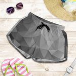 Grey Polygonal Geometric Print Women's Shorts