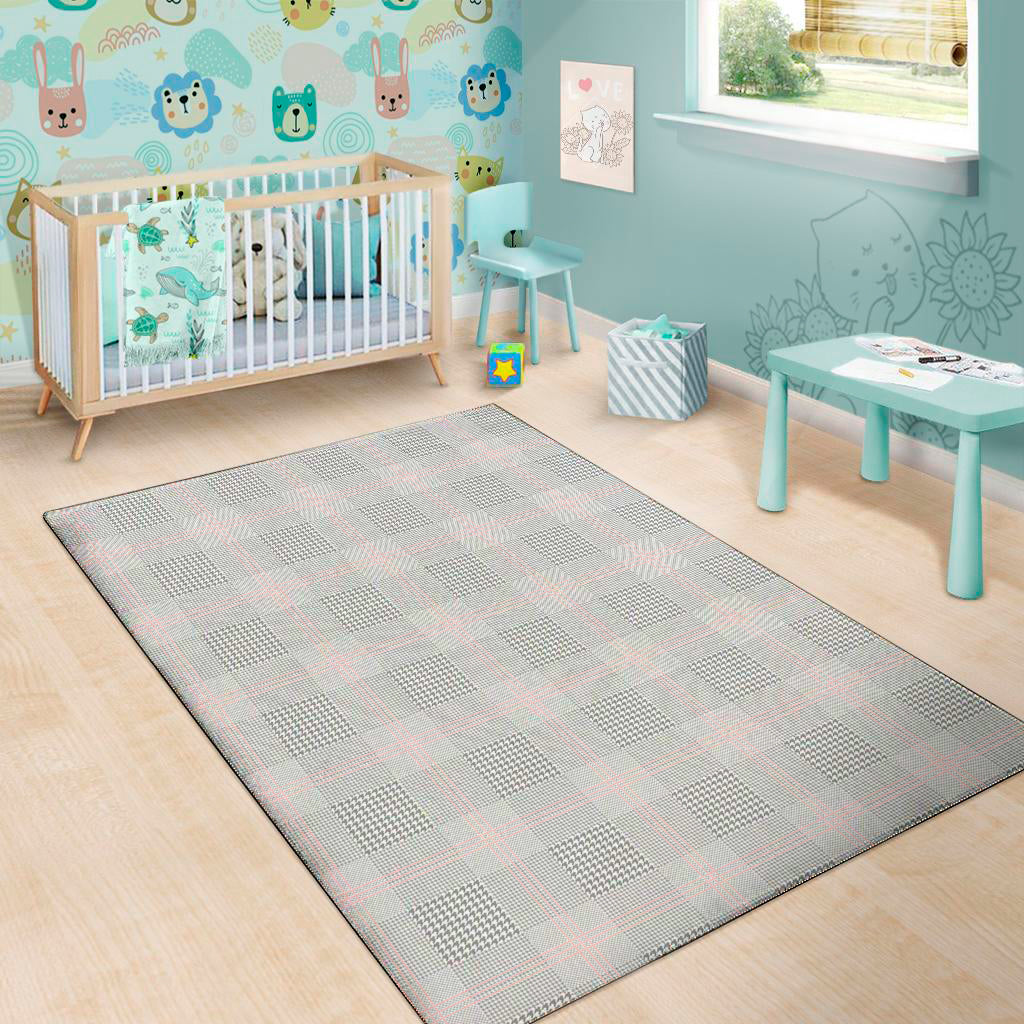 Grey Prince of Wales Check Print Area Rug