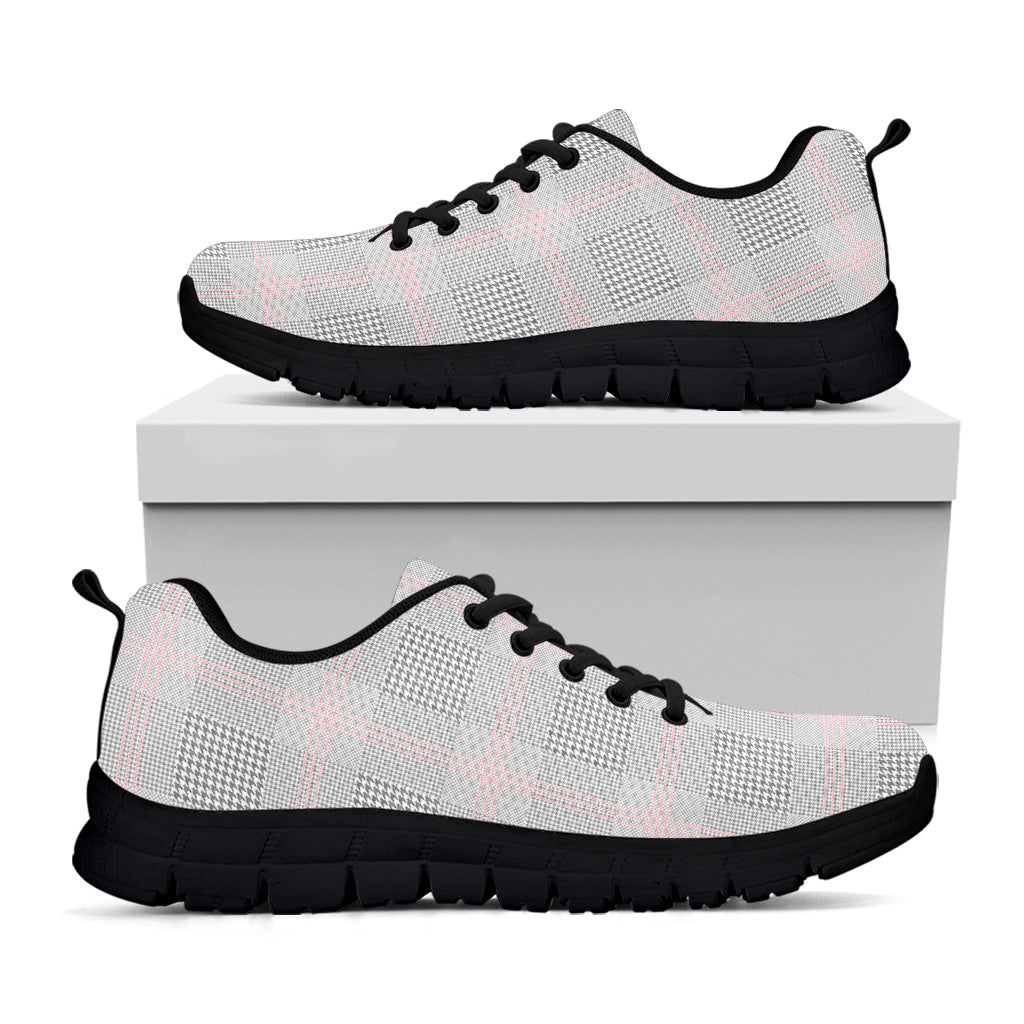 Grey Prince of Wales Check Print Black Sneakers