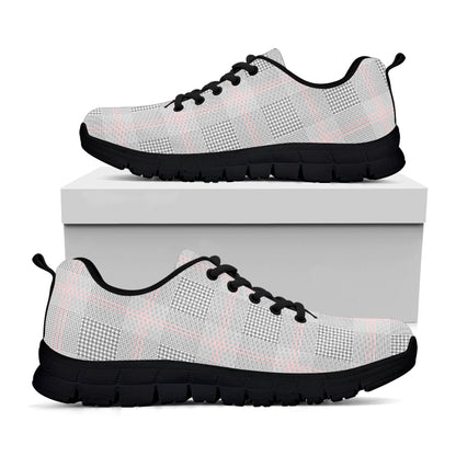 Grey Prince of Wales Check Print Black Sneakers