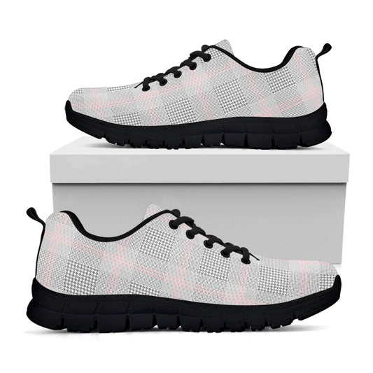 Grey Prince of Wales Check Print Black Sneakers