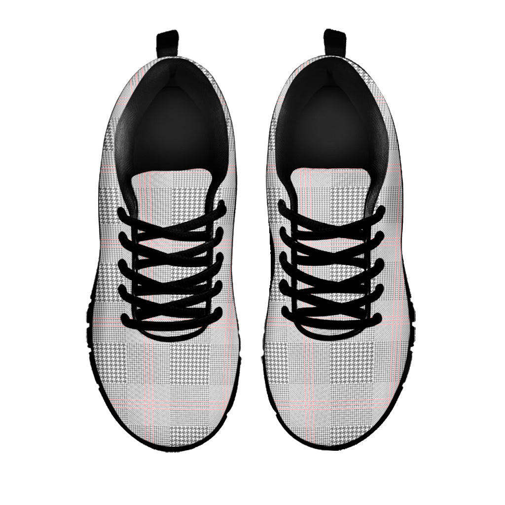 Grey Prince of Wales Check Print Black Sneakers