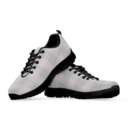Grey Prince of Wales Check Print Black Sneakers