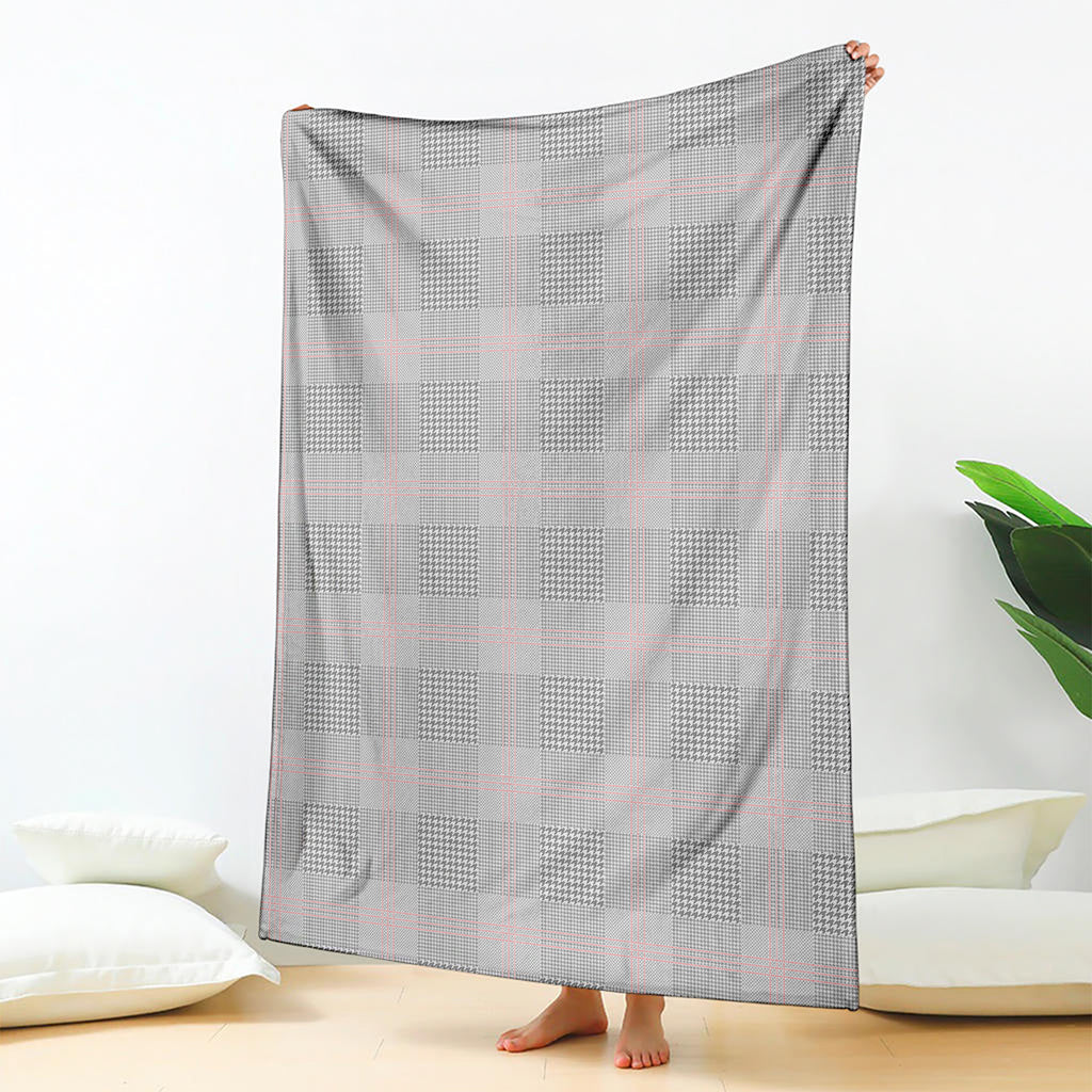 Grey Prince of Wales Check Print Blanket