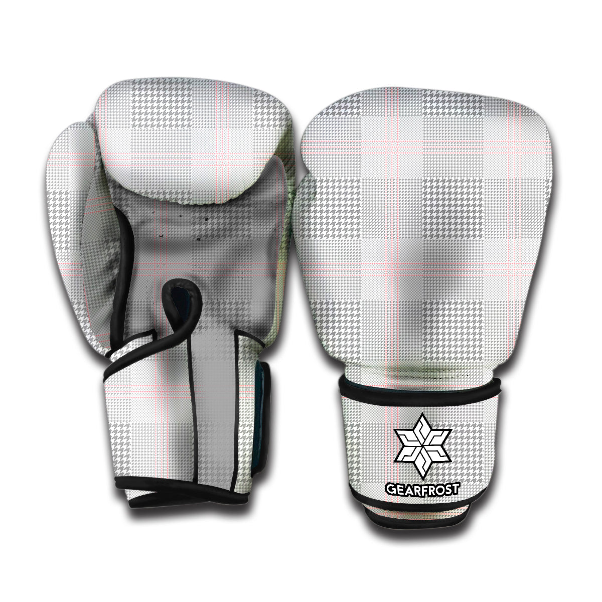 Grey Prince of Wales Check Print Boxing Gloves